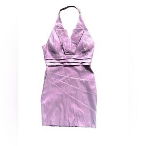 Vintage Daisy shimmer purple halter V-neck lavender dress size M NWT